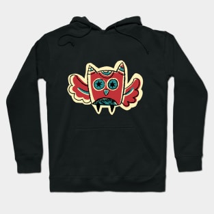 Short and Red Simple Owl Illustration Hoodie